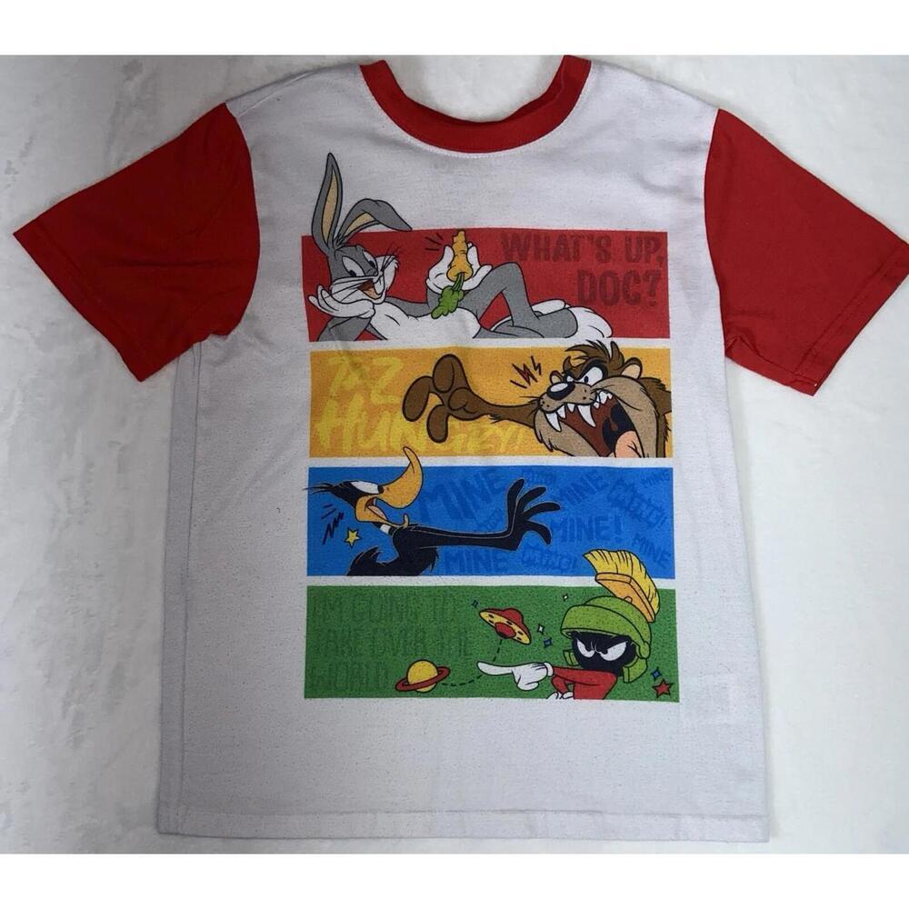 Looney Tunes Pajama Top Bugs Bunny Taz Daffy Duck Marvin Martian  Sz: 10/12